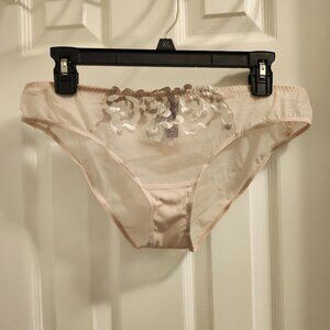 Adore Me Ivory Shimmer Embroidered Mesh Panty